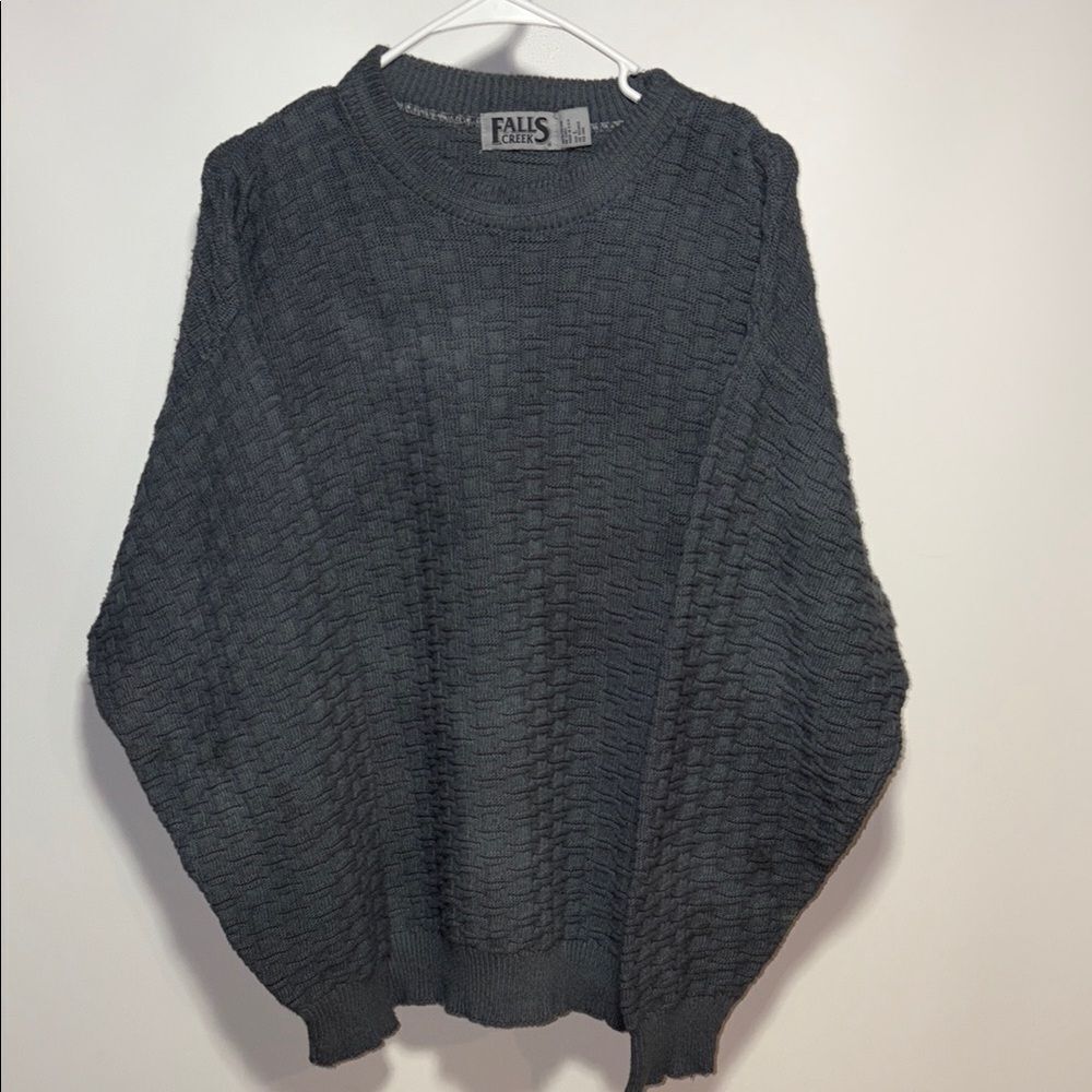 Vintage Falls Creek Gray Crewneck Sweater Textured Knit
